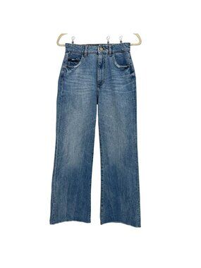 DL1961 Womens 24 Jeans Hepburn High Rise Wide Leg Marley Wash Distressed Denim